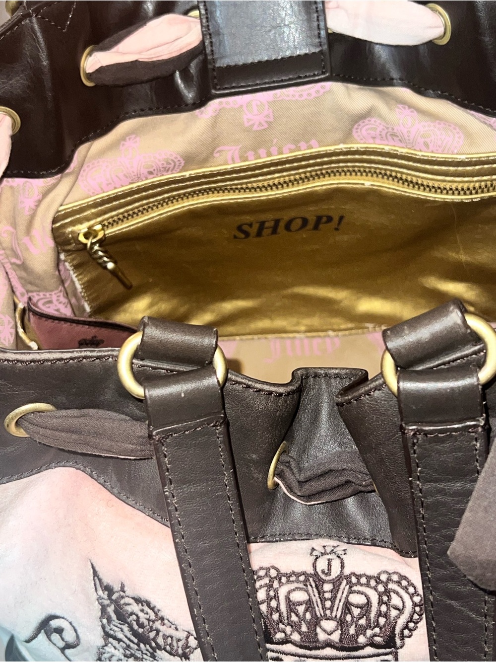 Y2K Vintage Juicy Couture Daydreamer Bag Pink Brown Scottie Dogs - Picture 10 of 16